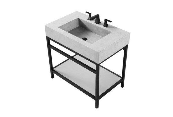 SINGLE BOWL VANITY Floating Concrete Sink w/ Stand - ShoppingDetangled