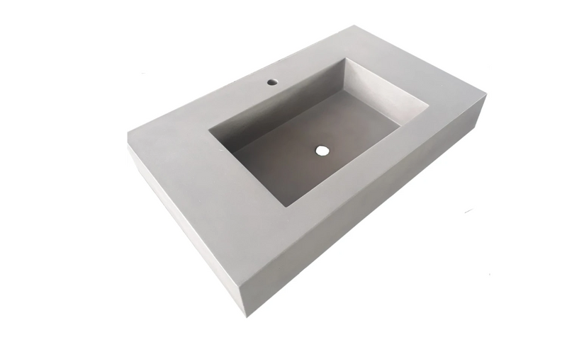 SINGLE BOWL VANITY Floating Concrete Sink w/ Stand - ShoppingDetangled